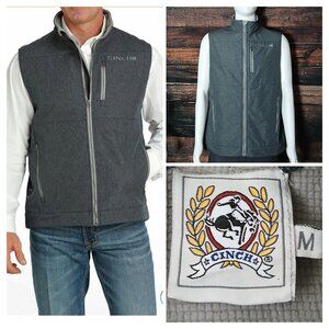 Cinch Vest Mens M Bonded Gray Durable Water Resistant Full Zip